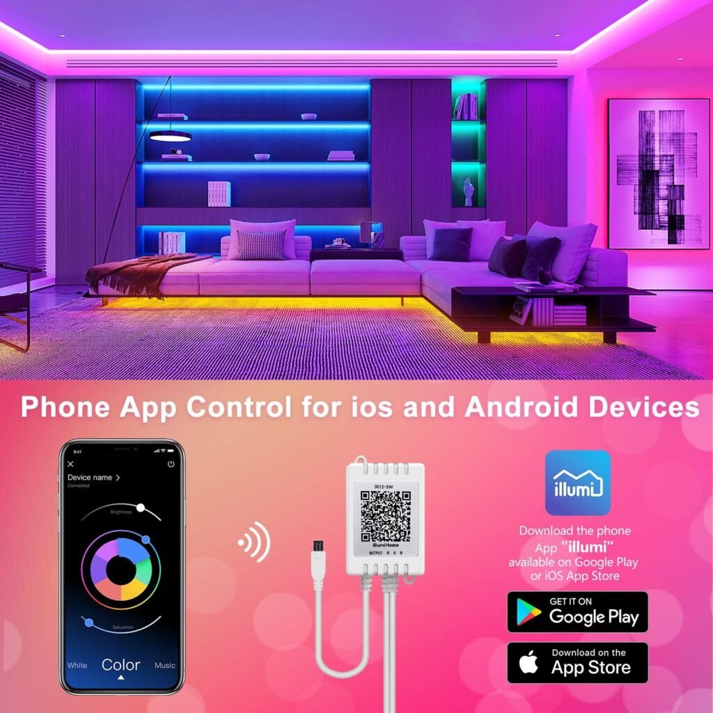 Nexillumi LED Strip Lights with vibrant colors and remote control, ideal for enhancing home décor, gaming rooms, and creating a cozy, modern ambiance.