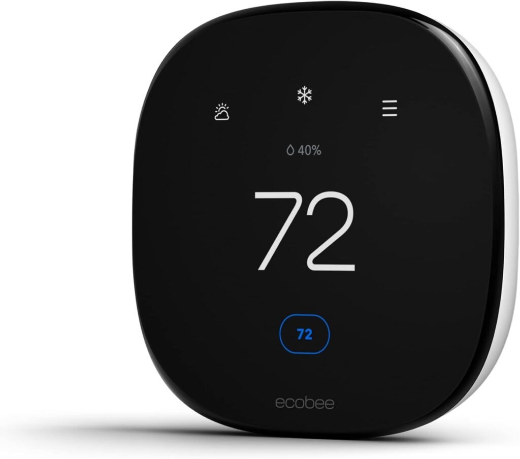 Smart thermostat mounted on a wall, displaying temperature settings for efficient home heating and cooling control