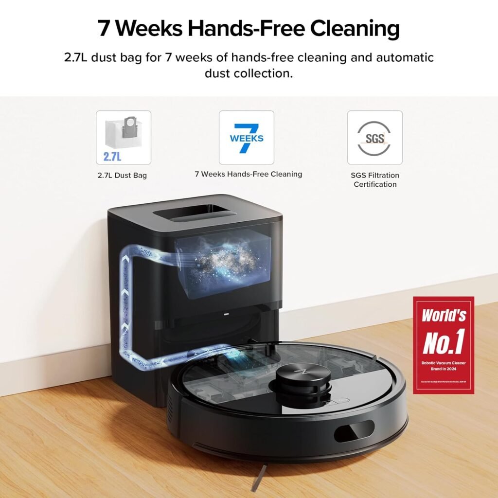 Roborock Q7 Max+ robot vacuum and mop in sleek design, providing powerful cleaning and smart home integration.