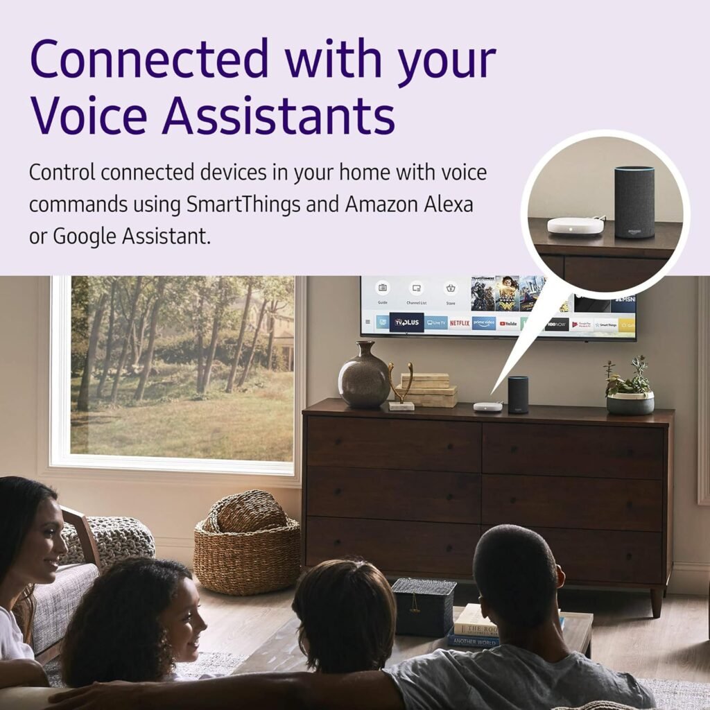 Samsung SmartThings hub for smart home automation, connecting and controlling multiple devices seamlessly.